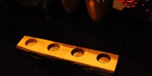 4 tea light live edge black walnut candle holder