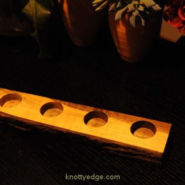 4 tea light live edge black walnut candle holder