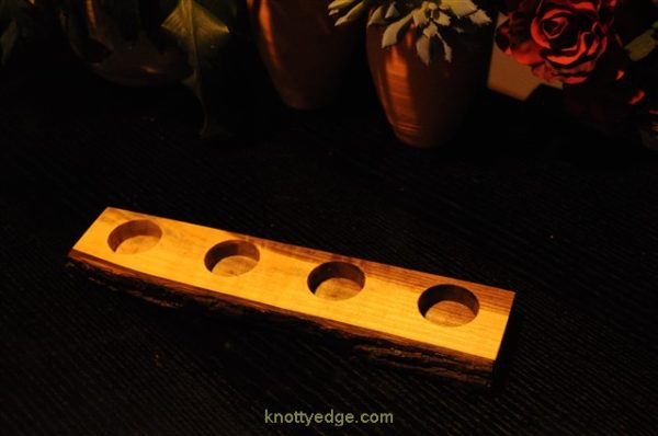 4 tea light live edge black walnut candle holder