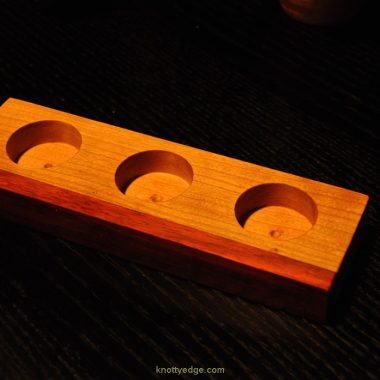 Red Heart and Oak tea light candle holder