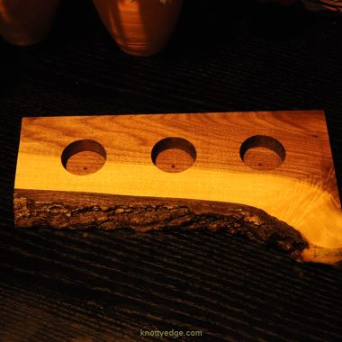 knotty edge hand crafted black walnut live edge tea light candle holder