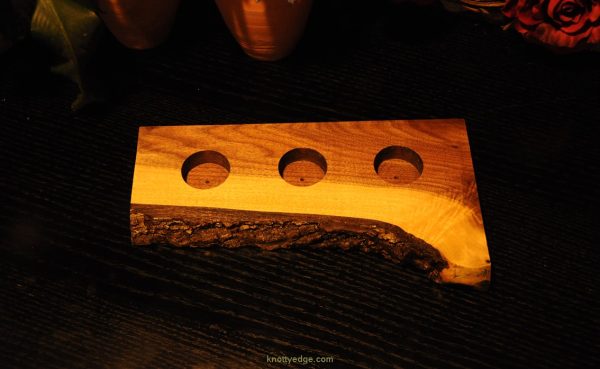 knotty edge hand crafted black walnut live edge tea light candle holder