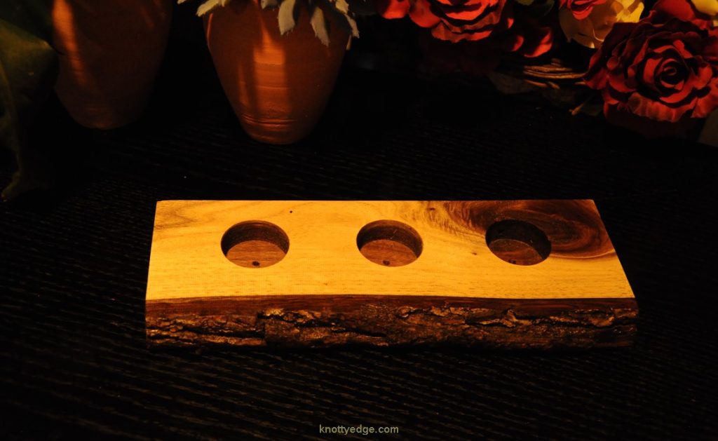 Orion Black Walnut hand crafted live edge tea light candle holder