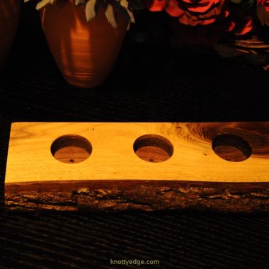 Black Walnut hand crafted live edge tea light candle holder