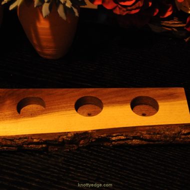 Live edge black walnut hand crafted tea light candle holder