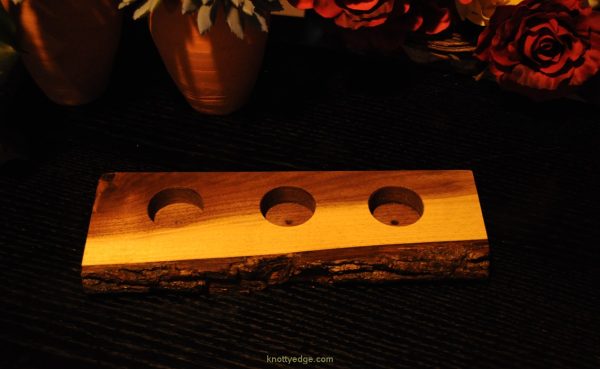 Live edge black walnut hand crafted tea light candle holder