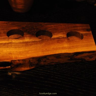 live edge black walnut tea light candle holder