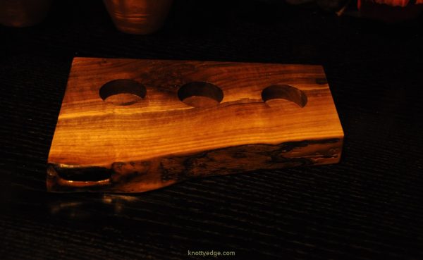 live edge black walnut tea light candle holder