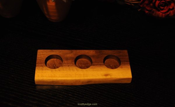 black walnut live edge hand crafted tea light candle holder