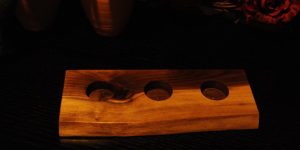 live edge black walnut tea light candle holder