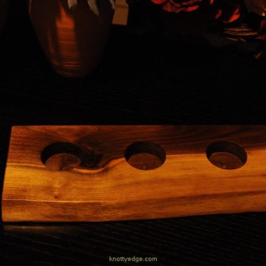 live edge black walnut tea light candle holder