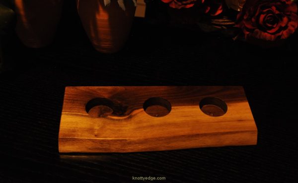 live edge black walnut tea light candle holder