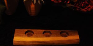 live edge back walnut tea light candle holder