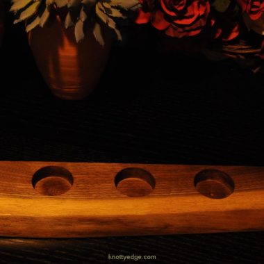 live edge back walnut tea light candle holder