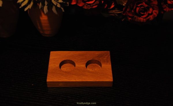 Hand crafted Oak 2 tea light candle holder